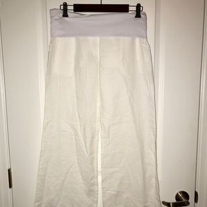 Arden B White Linen Pants w/ Stretchy Waist